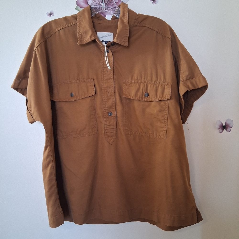 Universal Thread | Brown Boxy Short Sleeves Top Medium New Cotton Blend